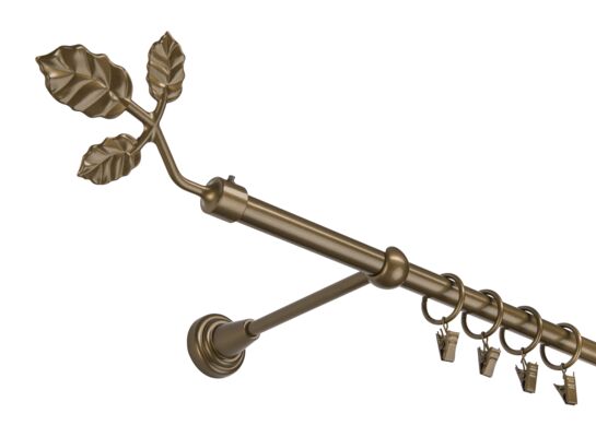 Karnisz pojedynczy 16 mm złoty antyk I 200 cm Listek żabka