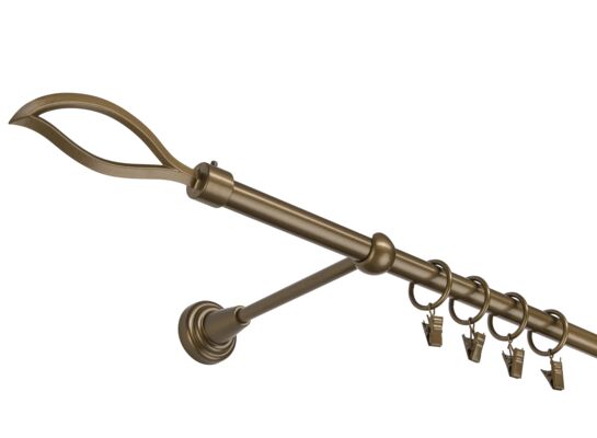 Karnisz pojedynczy 16 mm złoty antyk I 200 cm Płomyk żabka