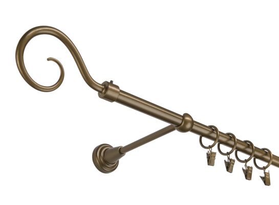 Karnisz pojedynczy 16 mm złoty antyk I 240 cm Hak żabka