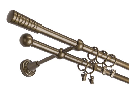 Karnisz podwójny 16 mm złoty antyk II 160 cm żabka picasso