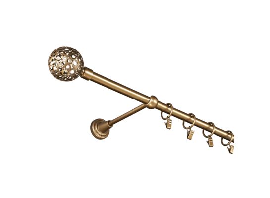 Karnisz pojedynczy 16 mm I złoty antyk 160 cm Kula Ret żabki