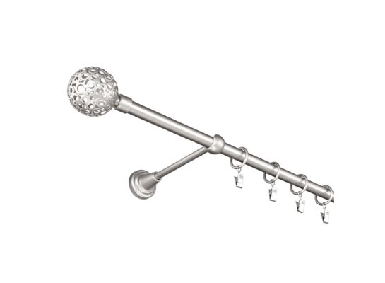 Karnisz pojedynczy 16 mm I srebro mat 240 cm Kula Ret żabki