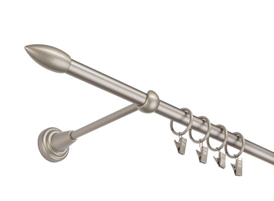 Karnisz pojedynczy 16 mm I srebro mat 240 cm Peskara żabki