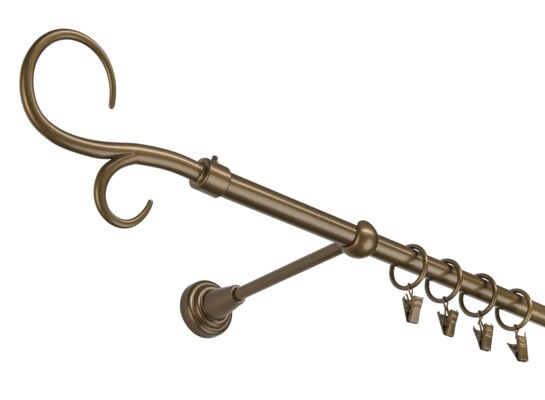 Karnisz pojedynczy 16 mm I złoty antyk 240 cm Gracja żabki