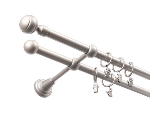 Karnisz podwójny 16 mm II srebro mat 200 cm żabki paola