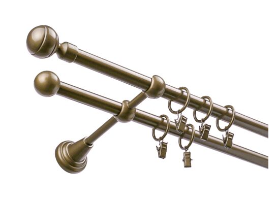 Karnisz podwójny 16 mm II złoty antyk 200 cm żabki paola