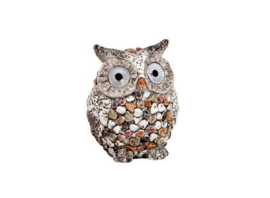 Figura ogrodowa ceramiczna z oświetleniem solarnym LED sowa