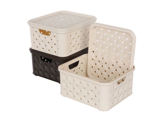 Koszyk mały Arianna 16,6 x 14,5 x 8,5 cm z pokrywą krem
