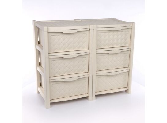 Regał Arianna 3 + 3 szuflady 63,5 x 77 x 39 krem 