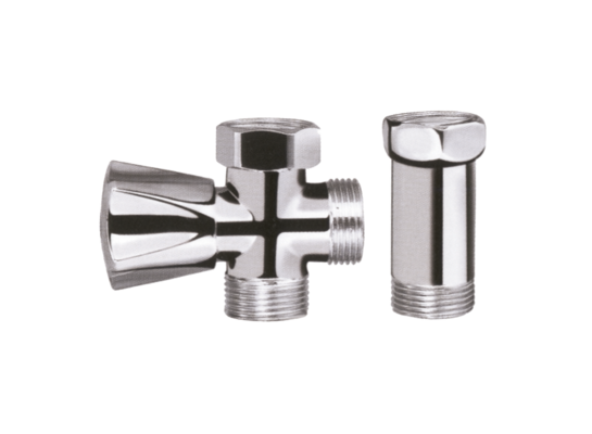 zawór grzybkowy odcinający do pralki z przedłużką do baterii 3/4" x 3/4" Invena chrom