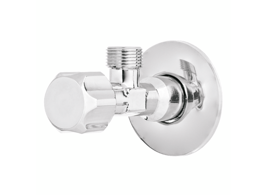 Zawór grzybkowy kątowy czerpalny do baterii, dolnopłuka lub pralki 1/2" x 3/4" Invena chrom