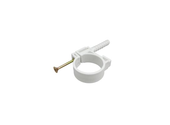 Uchwyt plastikowy biały do rur PP 32 mm