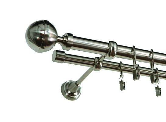 Karnisz Zeus Ø25 podwójny 320 kula nikiel