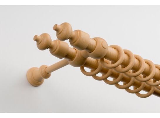 Karnisz Hermes podwójny kółko drewniane 180 cm buk