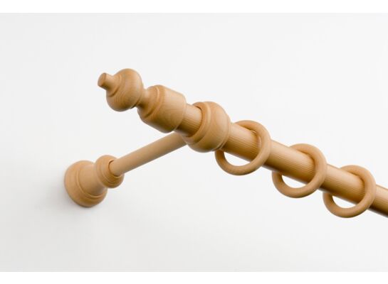 Karnisz Hermes pojedynczy kółko drewniane 150 cm buk