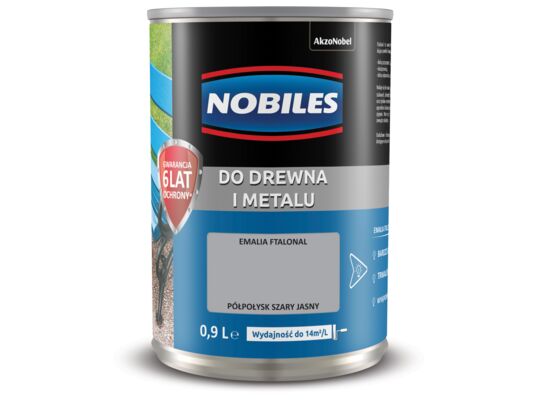Farba ftalowa do drewna i metalu Ftalonal Szary Jasny 0,9 l Nobiles