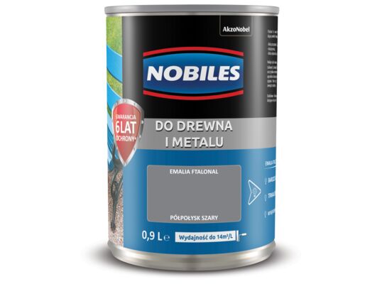 Farba ftalowa do drewna i metalu Ftalonal Szary 0,9 l Nobiles
