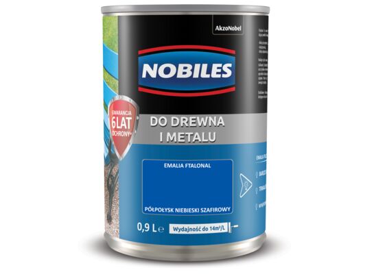 Farba ftalowa do drewna i metalu Ftalonal Niebieski Szafirowy 0,9 l Nobiles