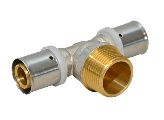 Trójnik zaprasowywany pex 16 x 1 x 2 x 16 gwint zewnętrzny