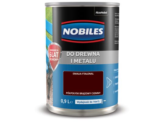 Farba ftalowa do drewna i metalu Ftalonal Brązowy Ciemny 0,9 l Nobiles