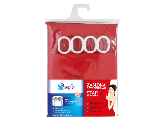 Zasłona prysznicowa czerwona Star