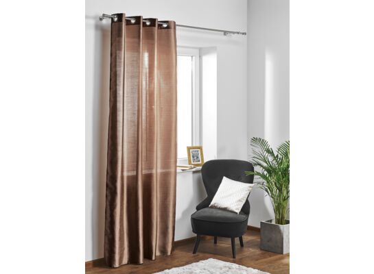 Zasłona z kółkami SILK 140 x 245 cm czekolada Uniglob