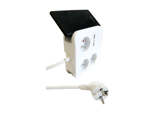 Przedłużacz biurkowy 3-gniazdowy z uziemieniem + 2 x USB 1,4 m