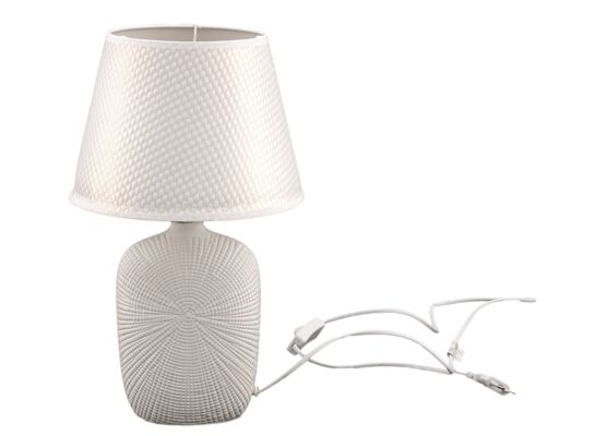 Lampka ceramiczna biała z wytłaczanym wzorem