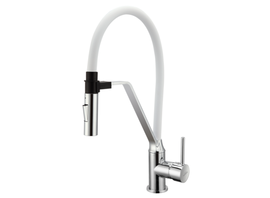 Bateria zlewozmywakowa Magnetic z dwufunkcyjną wylewką biały/chrom Invena