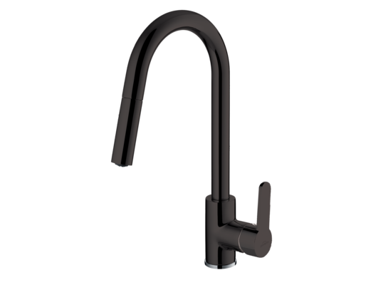 Bateria zlewozmywakowa Elia z wyciąganą wylewką czarna Invena