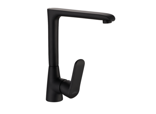 Bateria zlewozmywakowa Siros z wylewką L czarna Invena