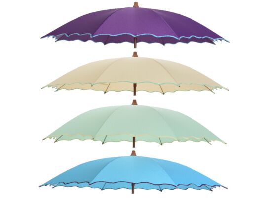 Parasol w kształcie fali z kontrastową lamówką