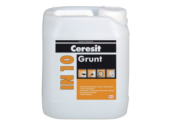 Grunt pod gładzie farby i dekoracyjne masy szpachlowe IN 10 10 l Ceresit