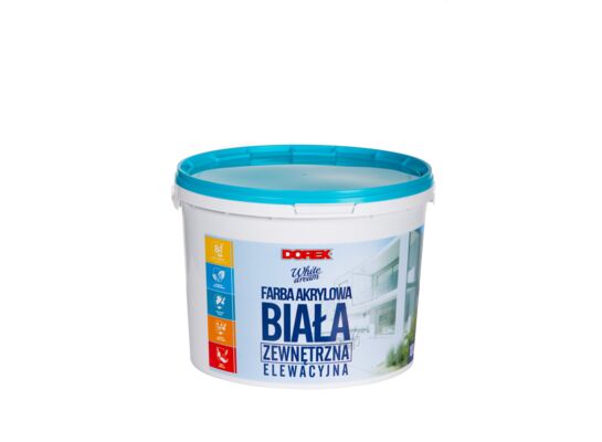 Farba akrylowa zewnętrzna biała 10 l Dorex