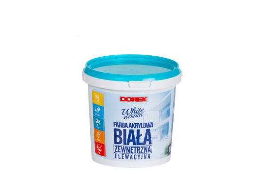 Farba akrylowa zewnętrzna biała 1 l Dorex