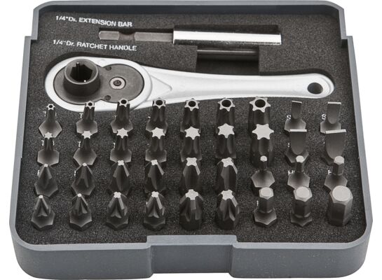 Końcówka wkrętakowa z uchwytem, zestaw 38 sztuk NEO