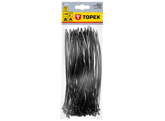 Opaska zaciskowa 2.5 x 200 mm 100 sztuk czarne TOPEX