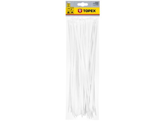 Opaska zaciskowa 4.8 x 370 mm 75 sztuk białe TOPEX