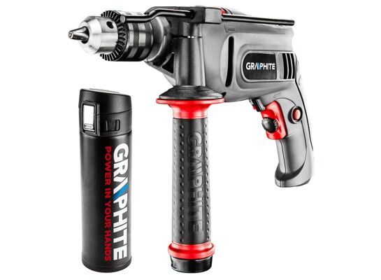 Wiertarka udarowa 650 W uchwyt kluczykowy 13 mm 0-3000 obr./min + termos GRAPHITE