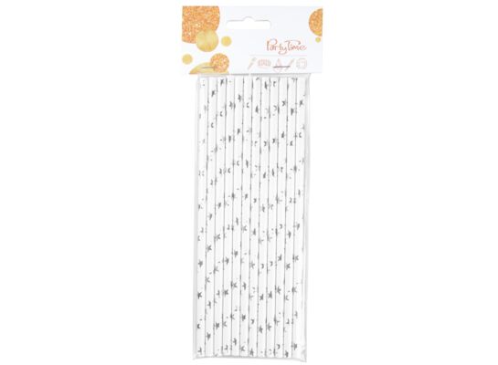 Słomka papierowa metaliczne gwiazdki 12 sztuk mix kolorów 20 cm