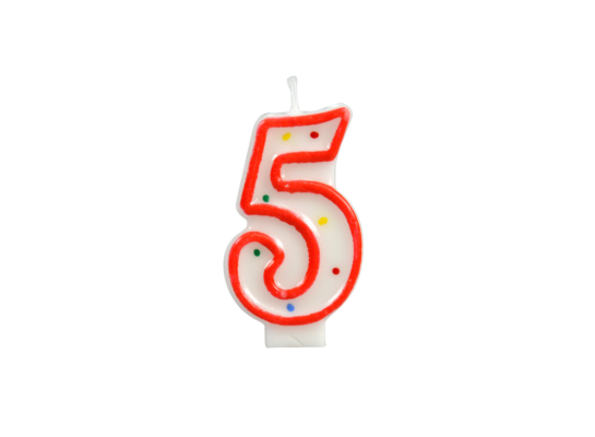 Świeczka cyferka - kropki nr 5