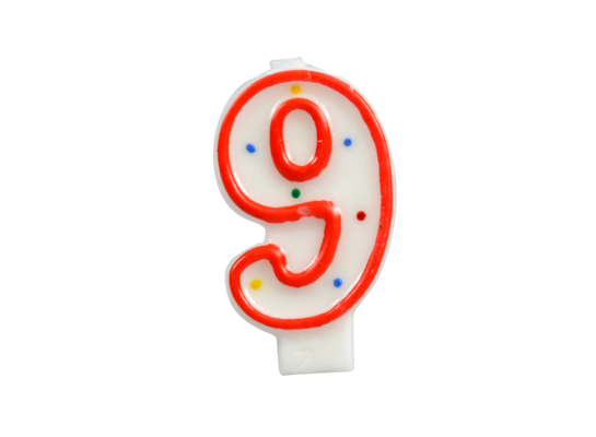 Świeczka cyferka - kropki nr 9