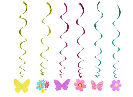 Dekoracja wirująca - kwiatuszki i motylki 6 sztuk