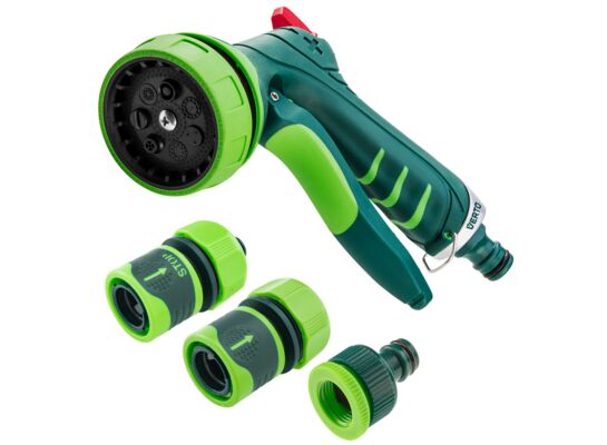 Zestaw z pistoletem zraszającym, złączkami, przyłączem do kranu 1/2" VERTO