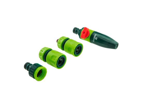 Zestaw ze zraszaczem prostym, złączkami, przyłączem do kranu 1/2" VERTO