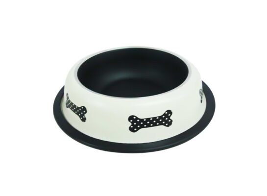 Miska dla psa stalowa 1,5 l biało-czarna