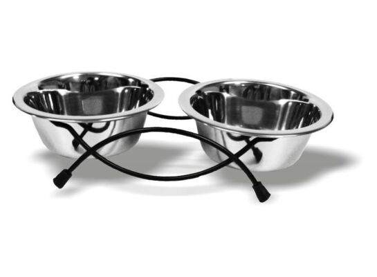 Miski na stojaku stalowe 2 x 0,2 l