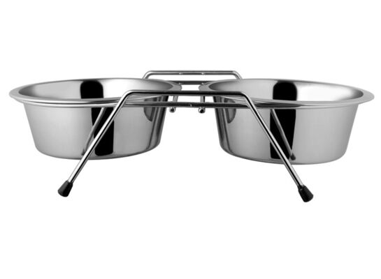 Miski na stojaku stalowe 2 x 0,7 l