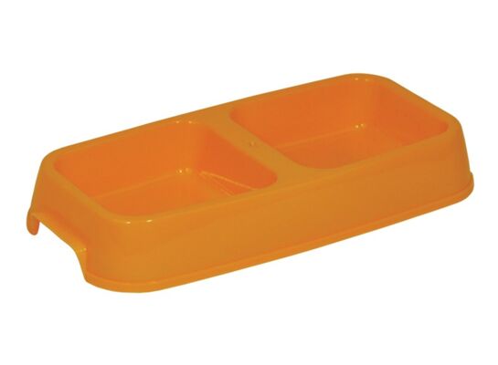 Miska podwójna dla psa kota plastikowa żółta