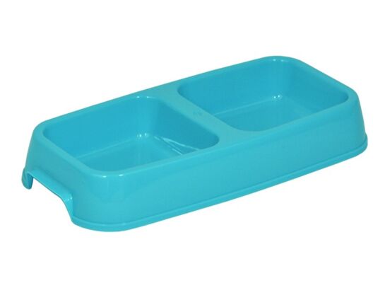 Miska podwójna dla psa kota plastikowa niebieska